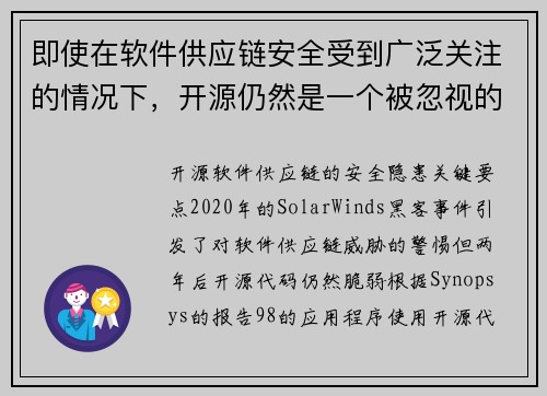 即使在软件供应链安全受到广泛关注的情况下，开源仍然是一个被忽视的目标 