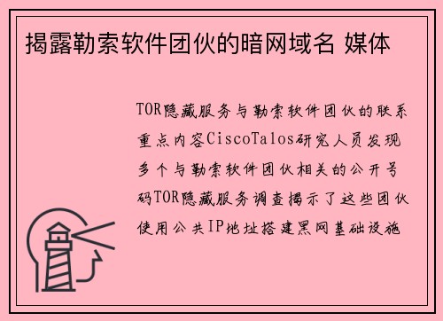 揭露勒索软件团伙的暗网域名 媒体